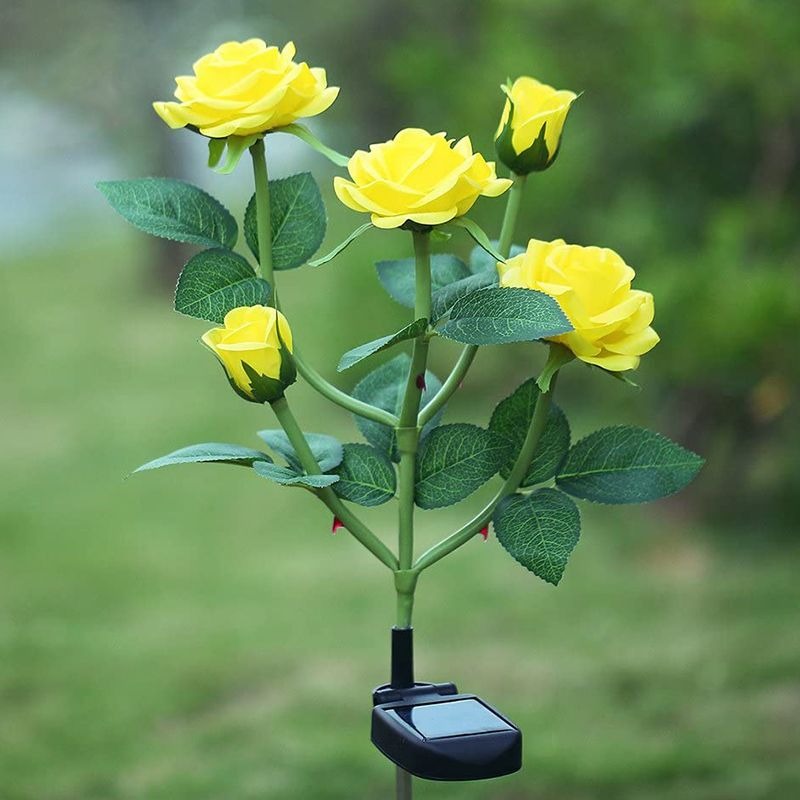 Solar Rose Light Lamp yellow Rose Flower Solar Rose Light Lamp yellow Rose Flower